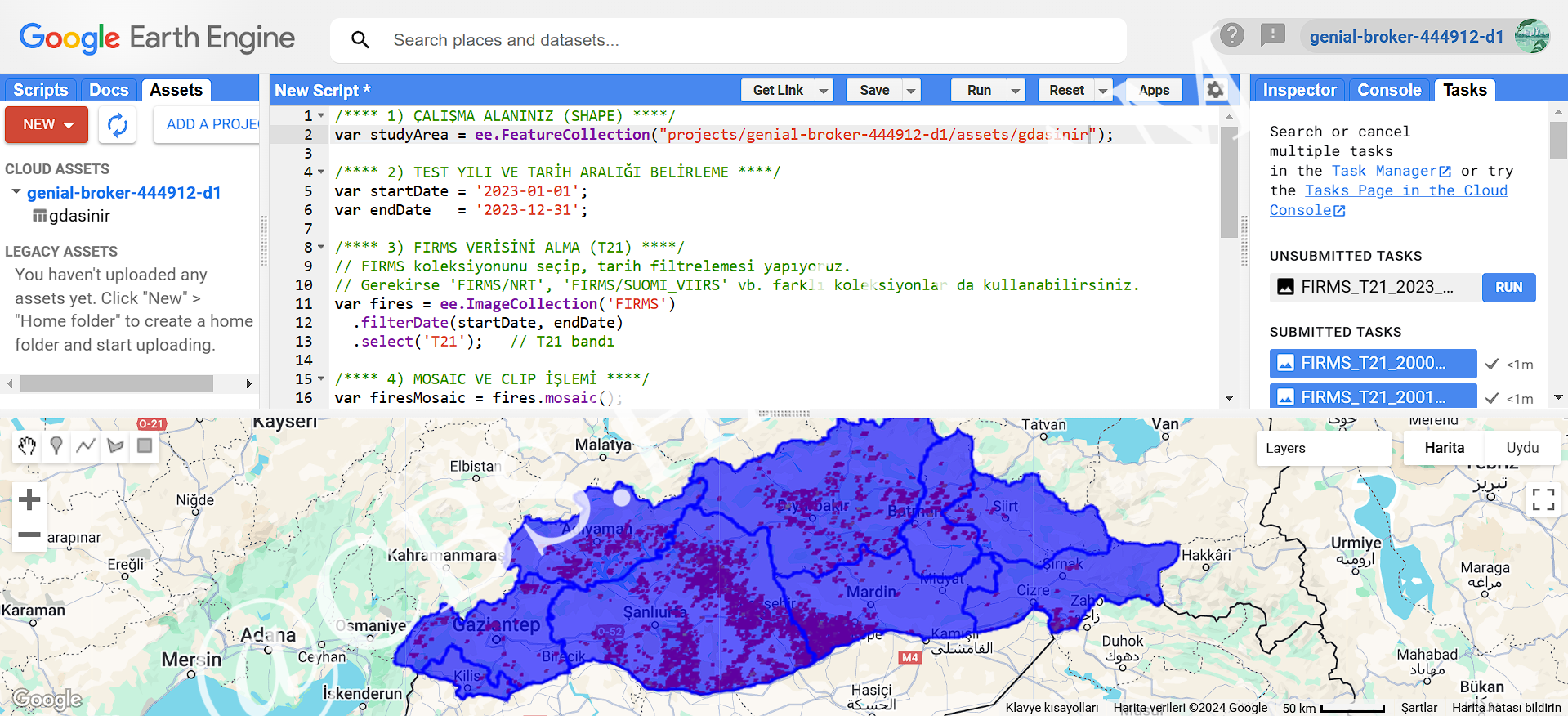 Google Earth Engine (GEE) Tabanlı Dinamik Veri Haritası