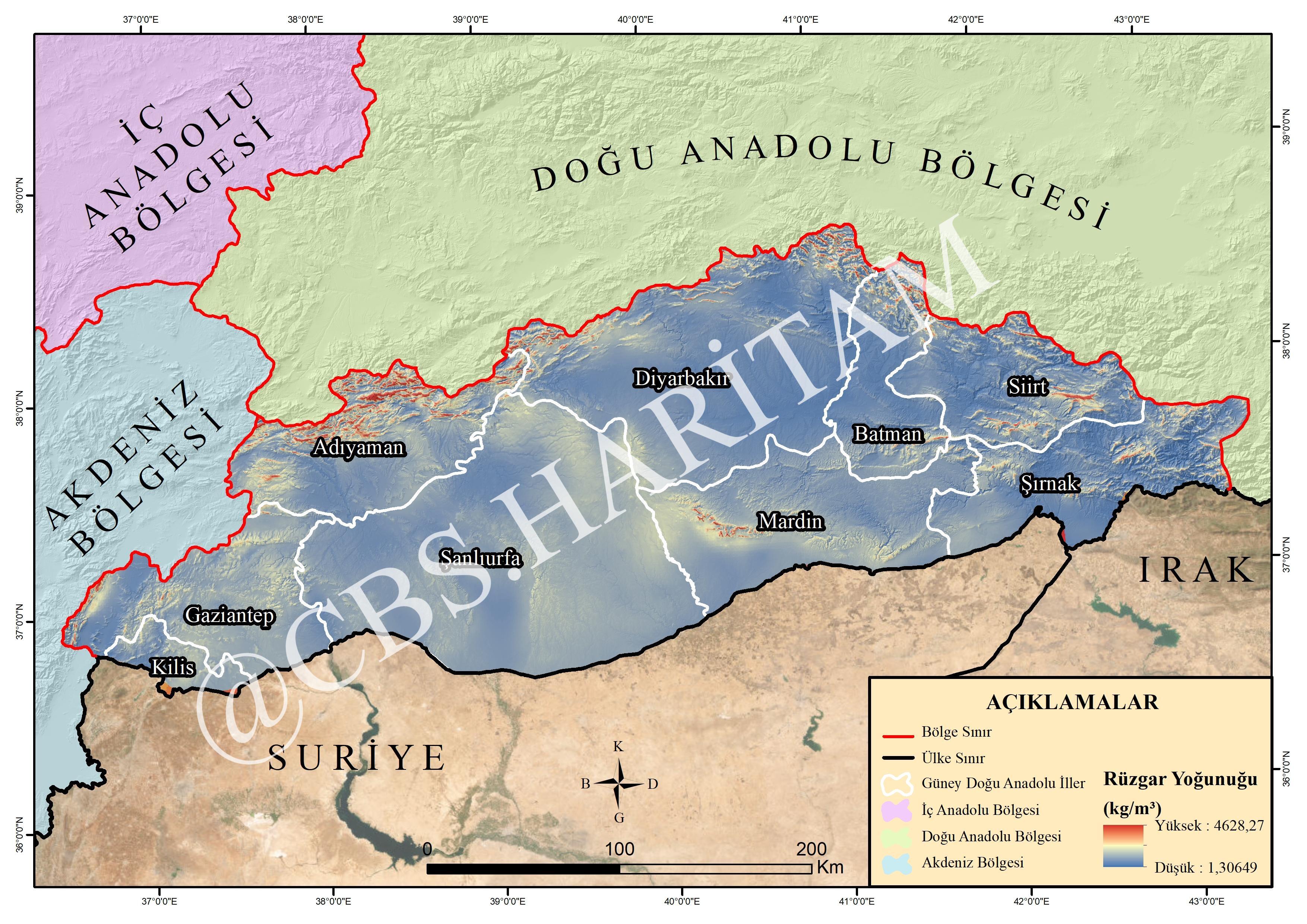 Rüzgar Hızı ve Potansiyel Yoğunluk Haritası